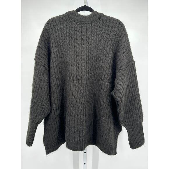 Free People Chunky Knit Blue Bell V-Neck Sweater Small - Picture 7 of 11